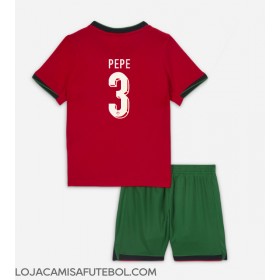 Camisa de Futebol Portugal Pepe #3 Equipamento Principal Infantil Europeu 2024 Manga Curta (+ Calças curtas)